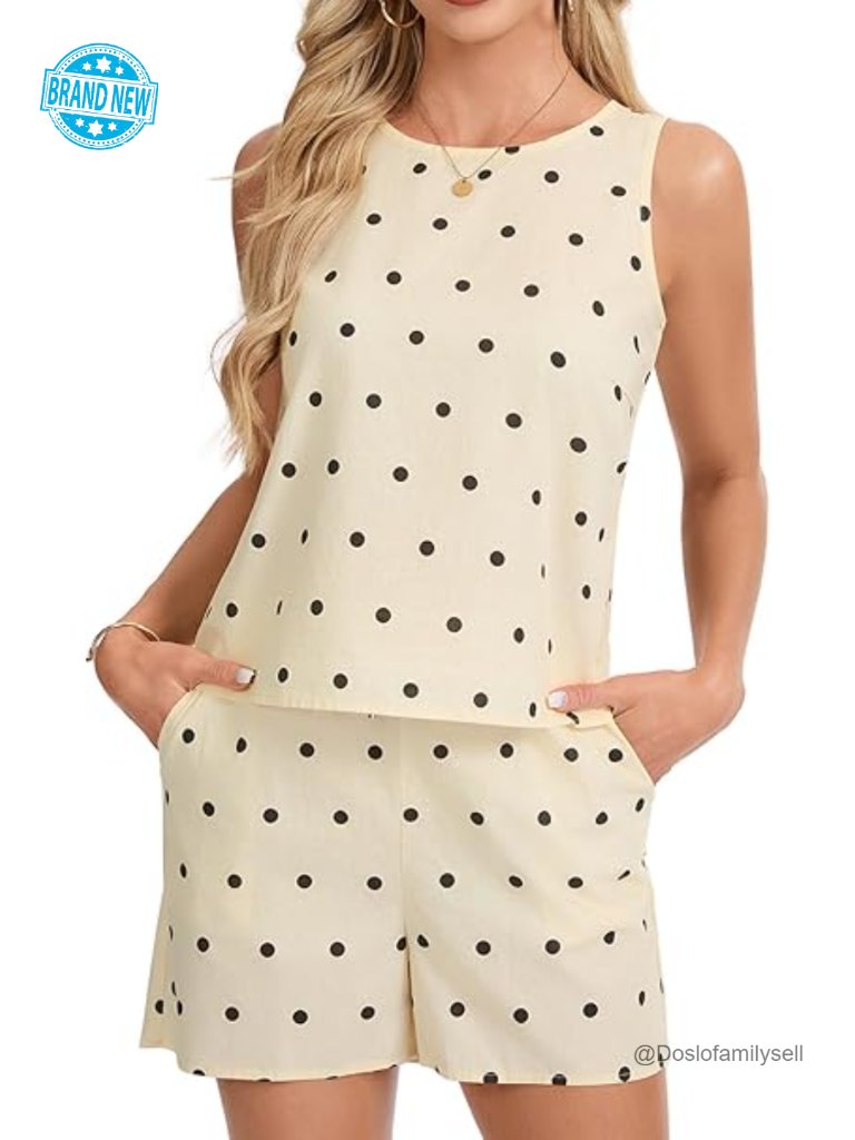 Polka Dot 2 Piece Sleeveless Tube Top High Elastic Waist Shorts Lounge Set